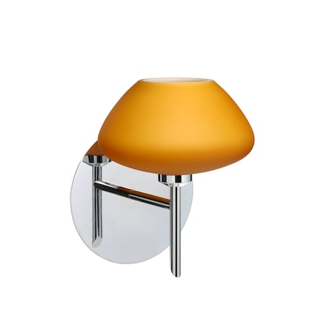 Besa Lighting Peri Mini Sconce, Amber Matte, Chrome Finish, 1x40W Halogen 1SW-541080-CR